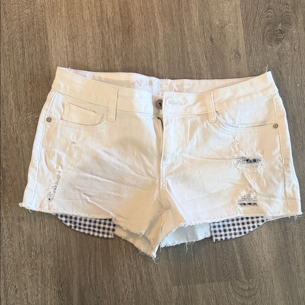 Arizona Jean Company White Distressed Jean Shorts